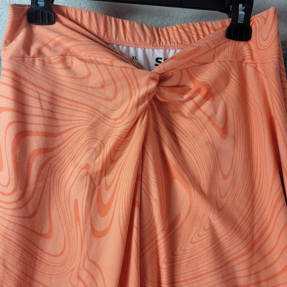 SO Juniors XL High‎ Rise Maxi Skirt Orange Abstract Print Y2K Retro Summer Vibe